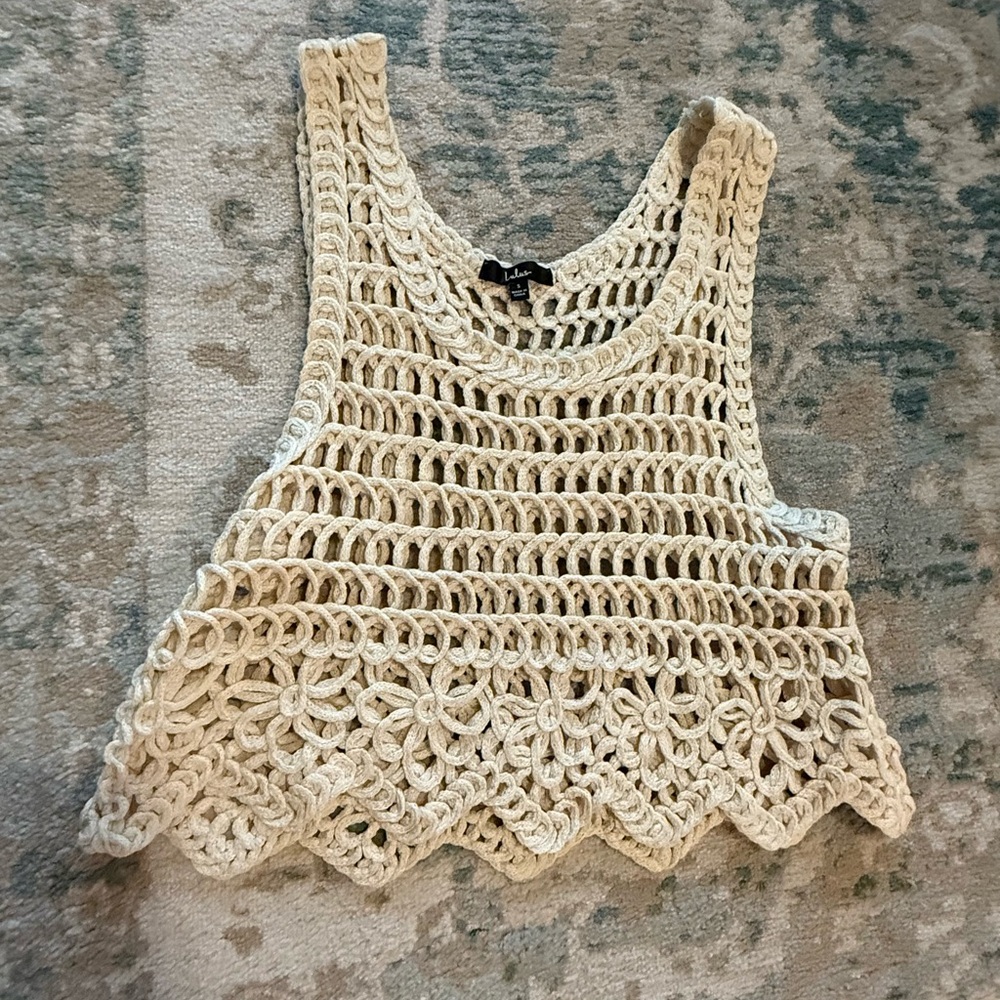 🤍 Cream Crochet Knit Tank Top 🤍